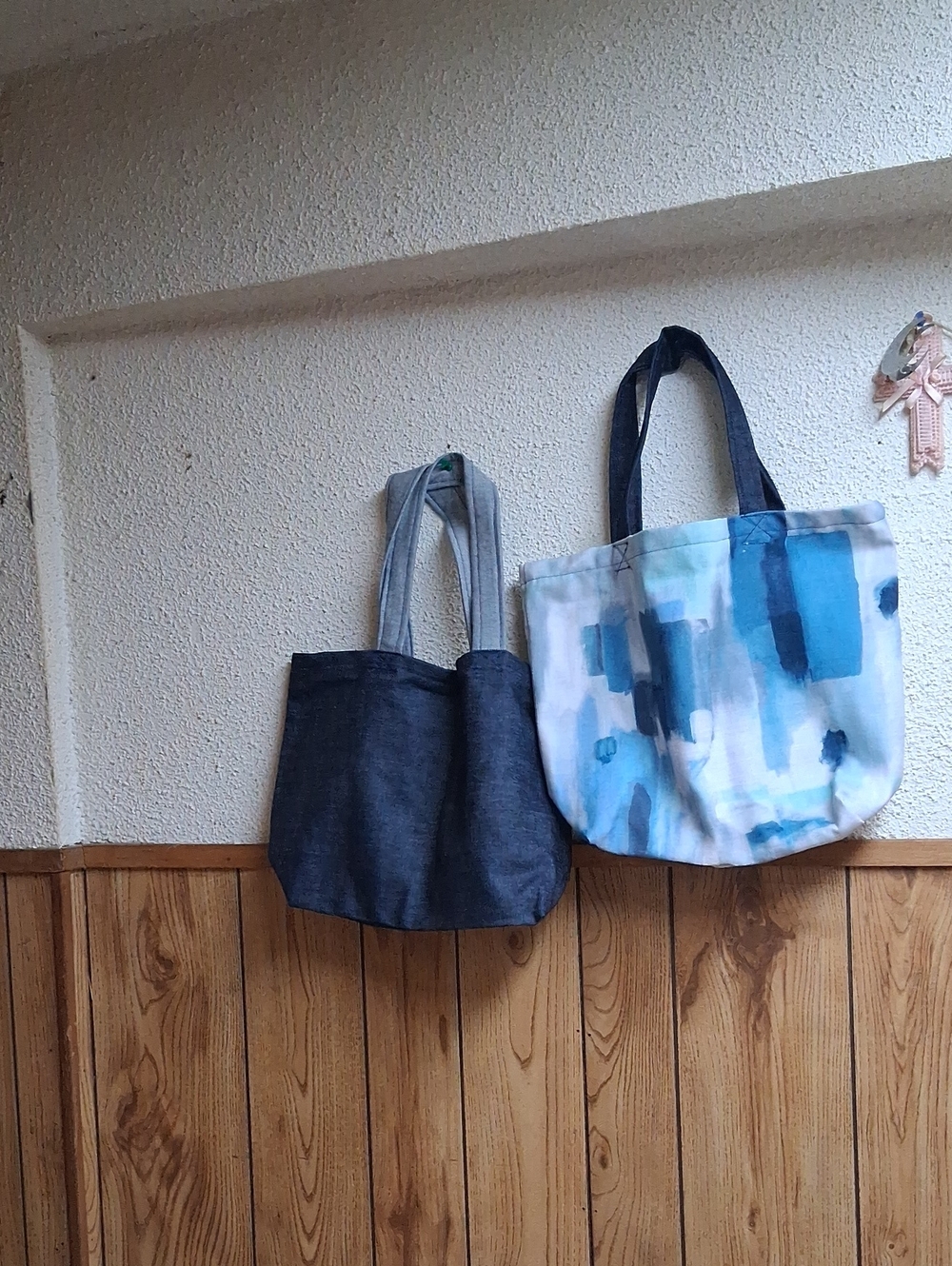 Blue Abstract Canvas Tote Bag | Pair of Casual Totes